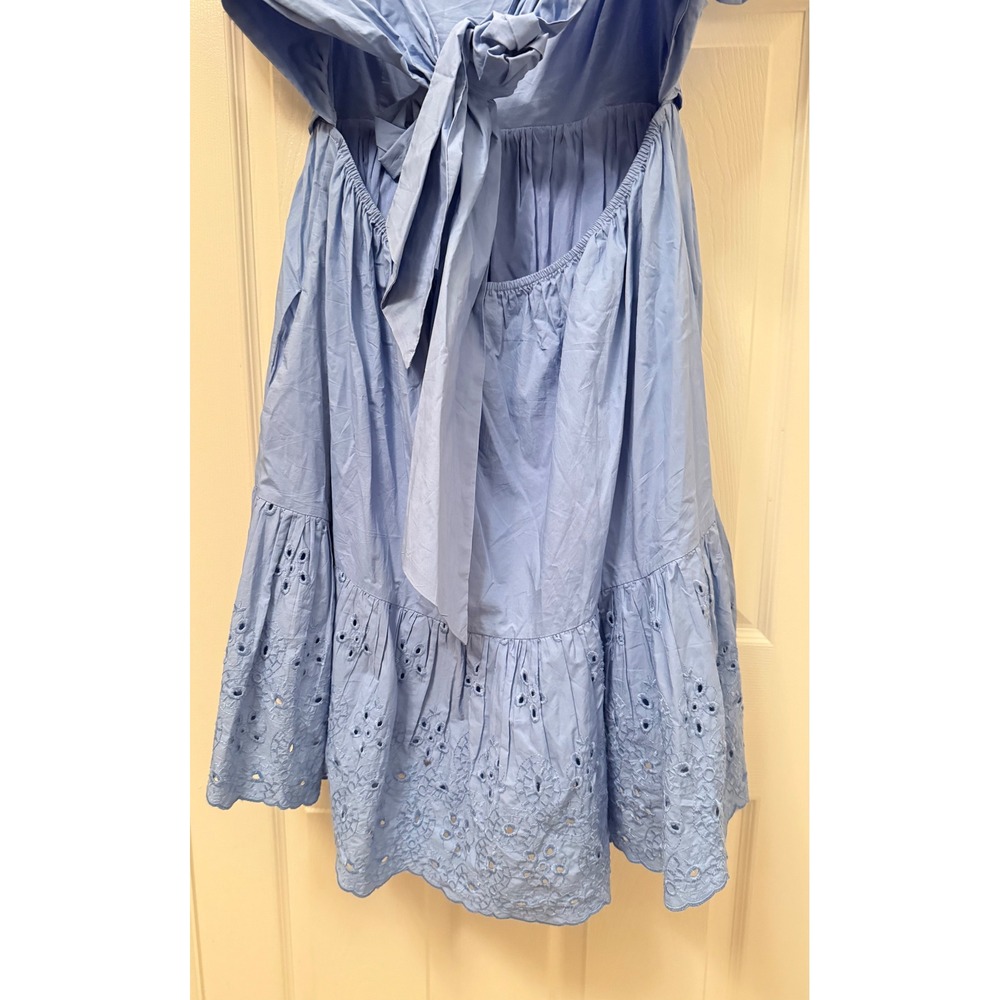 En Saison Dress Womens Small Blue Puff Sleeve Eyelet Open Back Tie IES2702D-1 - Picture 6 of 9